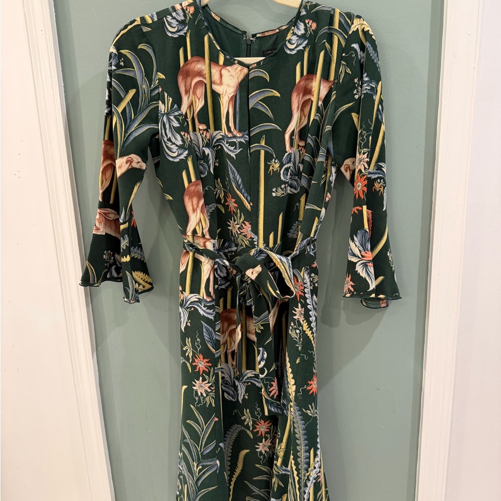 Ann Taylor Green Patterned Dress